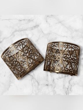 B&BW 2 Gold Scroll 3 Wick Candle Holders